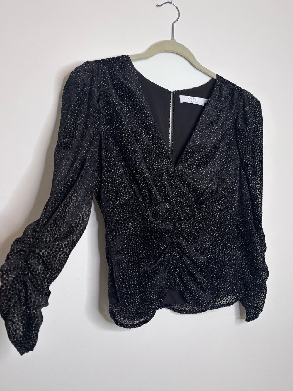 ASTR The Label Florence Velvet Puff Sleeve Blouse Dark Romantic Whimsigoth M